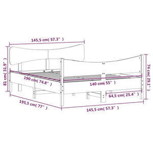 Letto senza Materasso Marrone Cera 140x190 cm in Legno di Pino 3216395