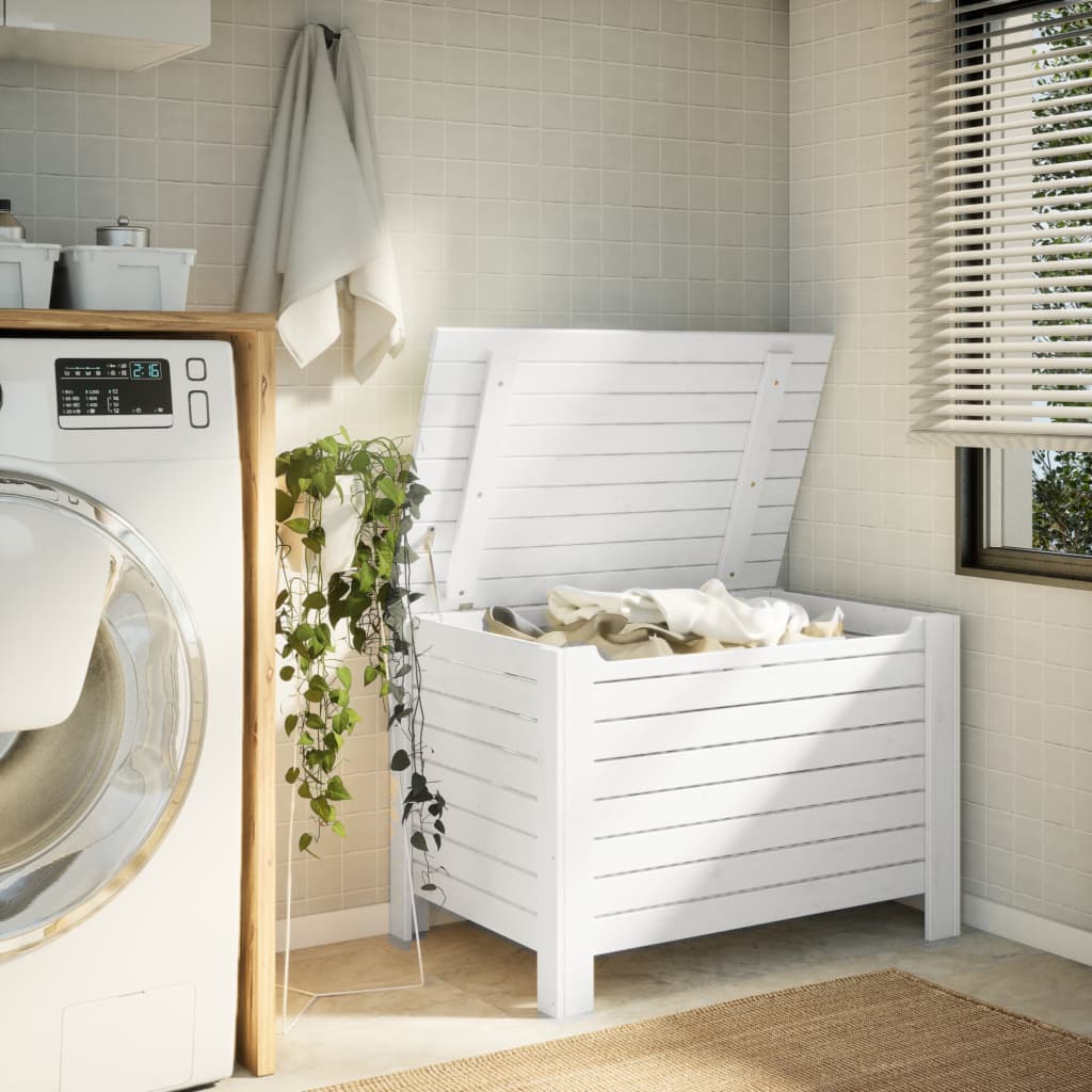 Contenitore con Coperchio RANA Bianco 100x49x54cm Massello Pino 4002324