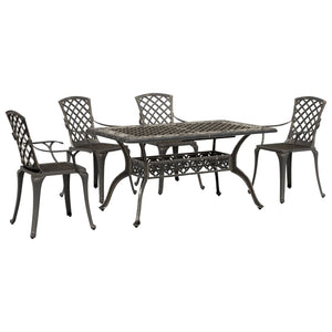 Set da Pranzo da Giardino 5 pz Bronzo in Alluminio Pressofuso 3216316