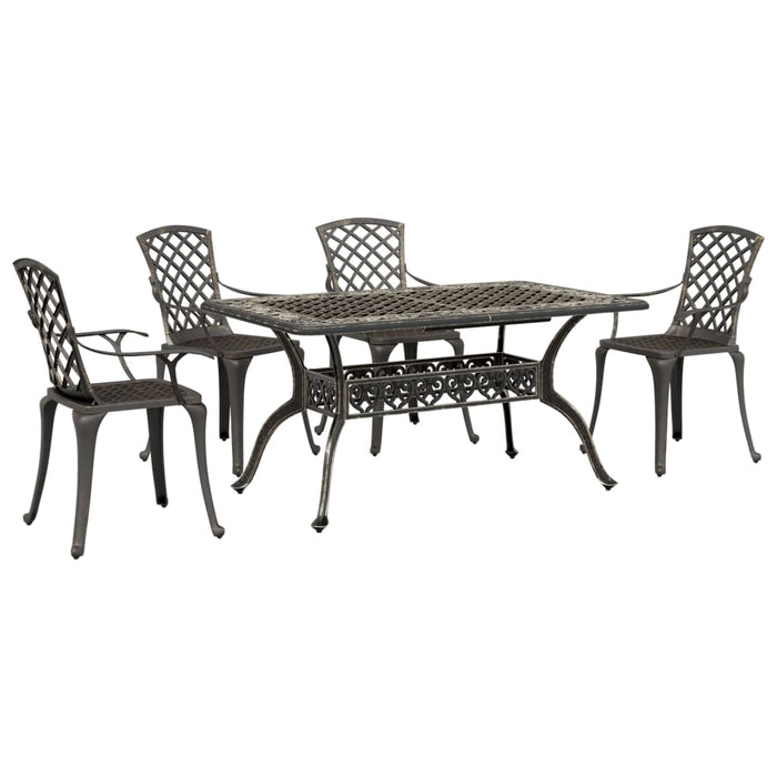 Set da Pranzo da Giardino 5 pz Bronzo in Alluminio Pressofuso 3216316