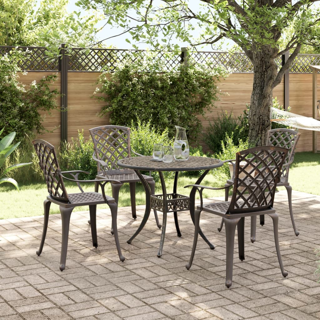 Set da Pranzo da Giardino 5 pz Bronzo in Alluminio Pressofuso 3216334
