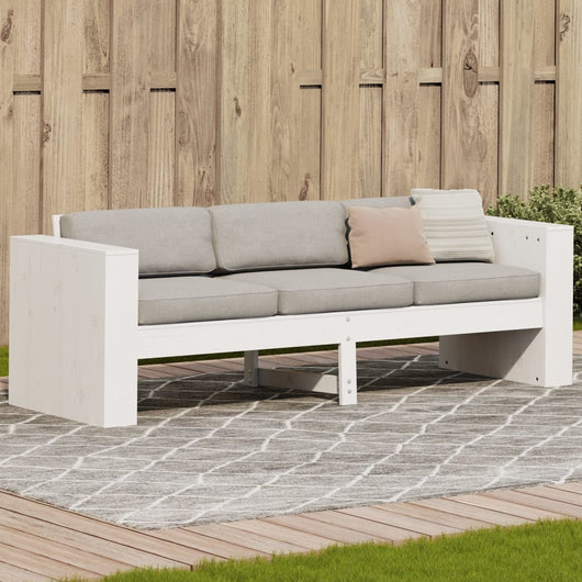 Divano Giardino 3 Posti-Sofa da Giardino-Divanetto da esterno Bianco 189x60x62 cm Legno Massello Pino