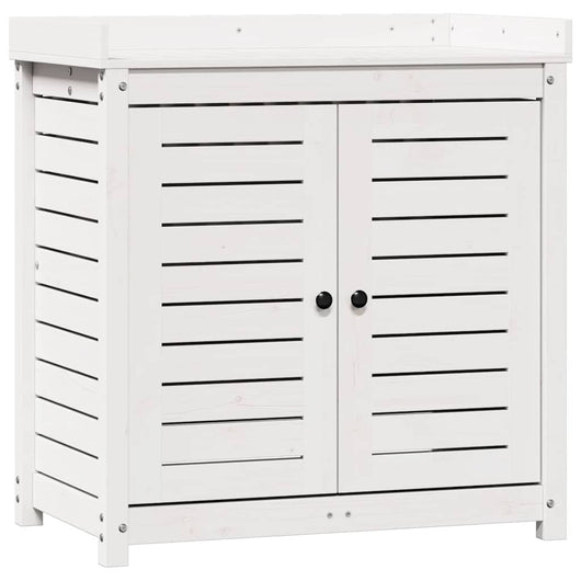 Tavolo Invaso con Ripiani-Tavolo da Lavoro con Ripiani Bianco 82,5x50x86,5 cm Massello Pino