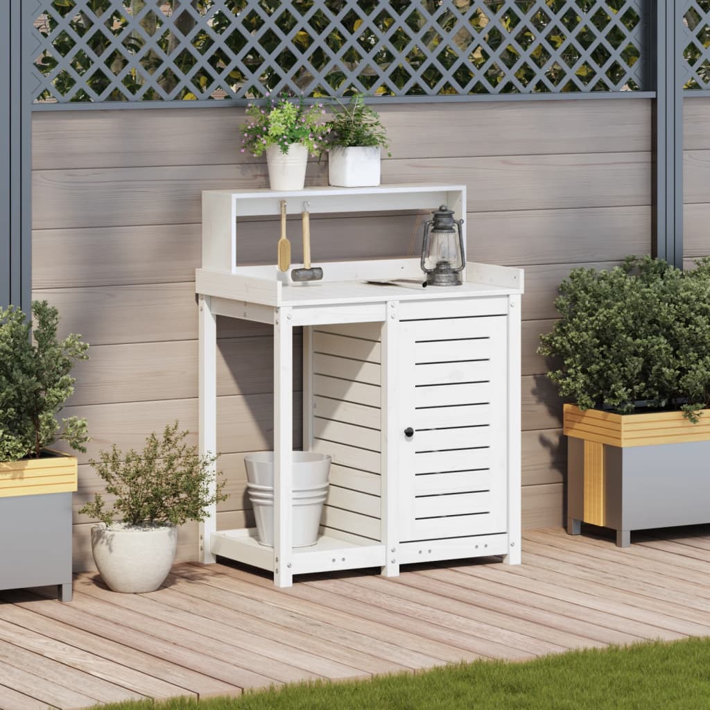 Tavolo Invaso con Ripiani Bianco 82,5x50x109,5 cm Massello Pinocod mxl 91371