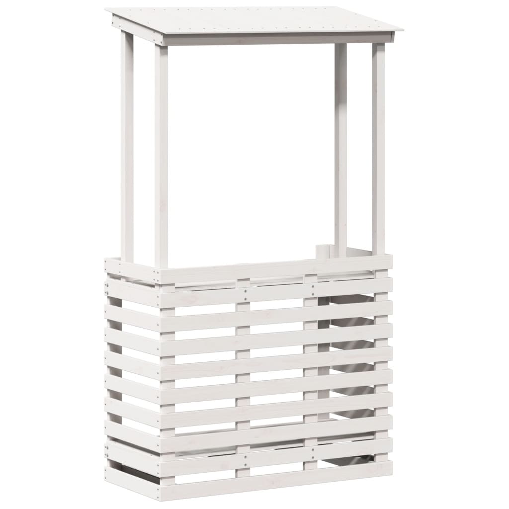 Tavolo Bar da Esterno con Tetto Bianco 112,5x57x195,5 cm Legno 832535