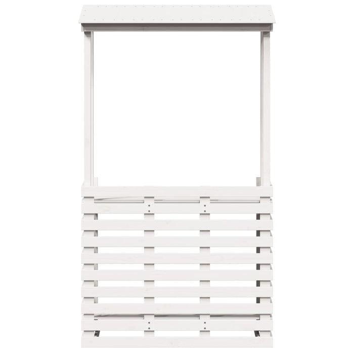 Tavolo Bar da Esterno con Tetto Bianco 112,5x57x195,5 cm Legno 832535