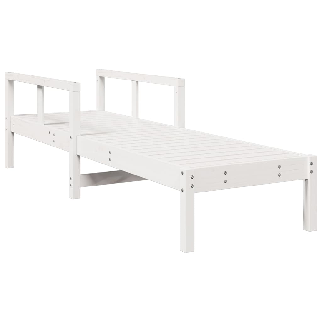 Lettino Prendisole Bianco 199,5x62x55 cm Legno Massello di Pinocod mxl 90076