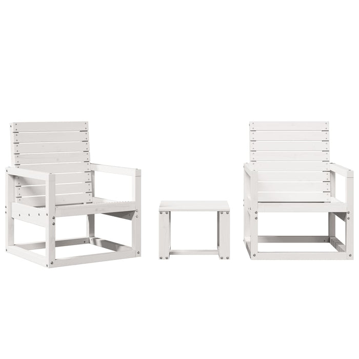 Set Salotto da Giardino 3 pz Bianco in Legno Massello di Pinocod mxl 90596