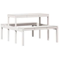 Tavolo da Picnic Bianco 110x134x75 cm in Legno Massello di Pinocod mxl 91406