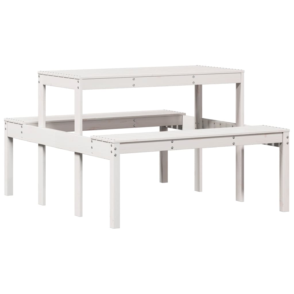 Tavolo da Picnic Bianco 110x134x75 cm in Legno Massello di Pino 832558