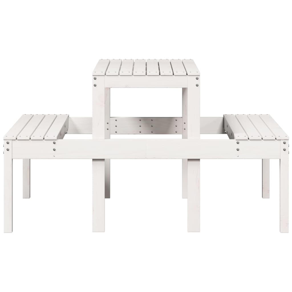 Tavolo da Picnic Bianco 110x134x75 cm in Legno Massello di Pino 832558
