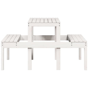 Tavolo da Picnic Bianco 110x134x75 cm in Legno Massello di Pino 832558