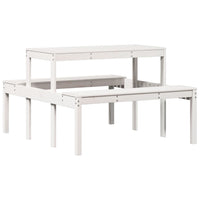 Tavolo da Picnic Bianco 110x134x75 cm in Legno Massello di Pino 832558