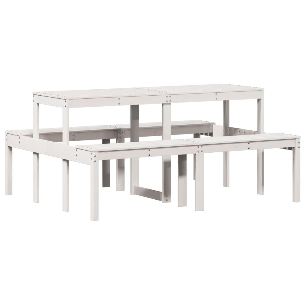 Tavolo da Picnic Bianco 160x134x75 cm in Legno Massello di Pino 832563
