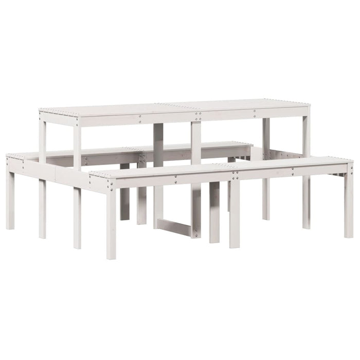 Tavolo da Picnic Bianco 160x134x75 cm in Legno Massello di Pino 832563