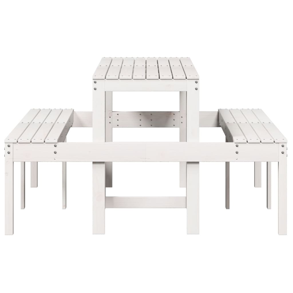 Tavolo da Picnic Bianco 160x134x75 cm in Legno Massello di Pino 832563