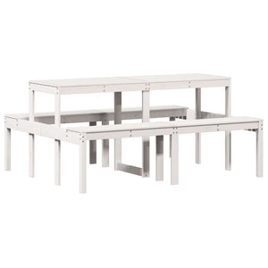 Tavolo da Picnic Bianco 160x134x75 cm in Legno Massello di Pino 832563