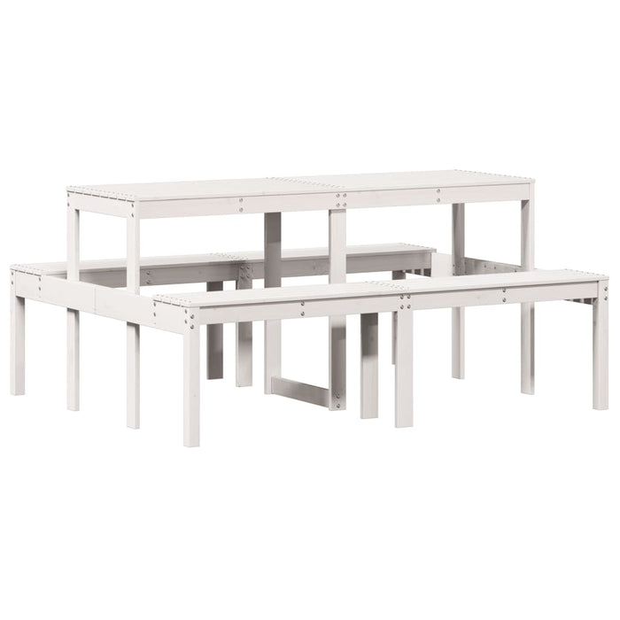 Tavolo da Picnic Bianco 160x134x75 cm in Legno Massello di Pino 832563