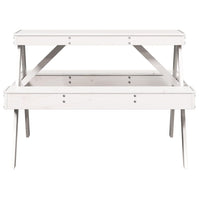 Tavolo da Picnic Bianco 105x134x75 cm in Legno Massello di Pino