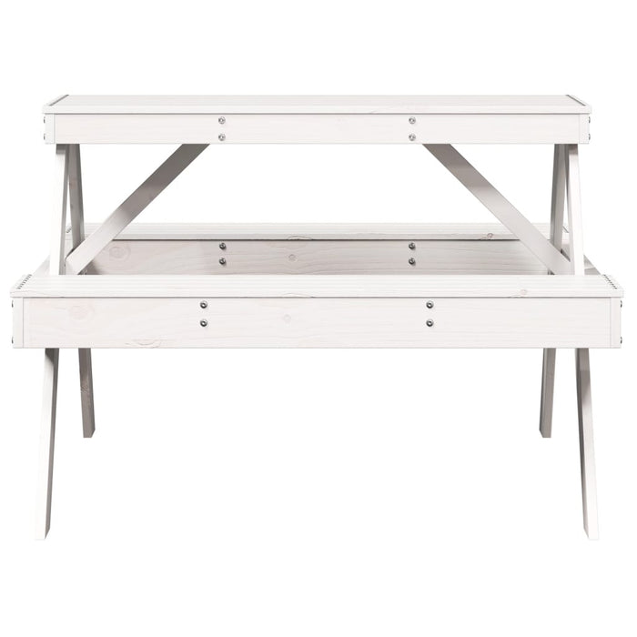 Tavolo da Picnic Bianco 105x134x75 cm in Legno Massello di Pino 832568