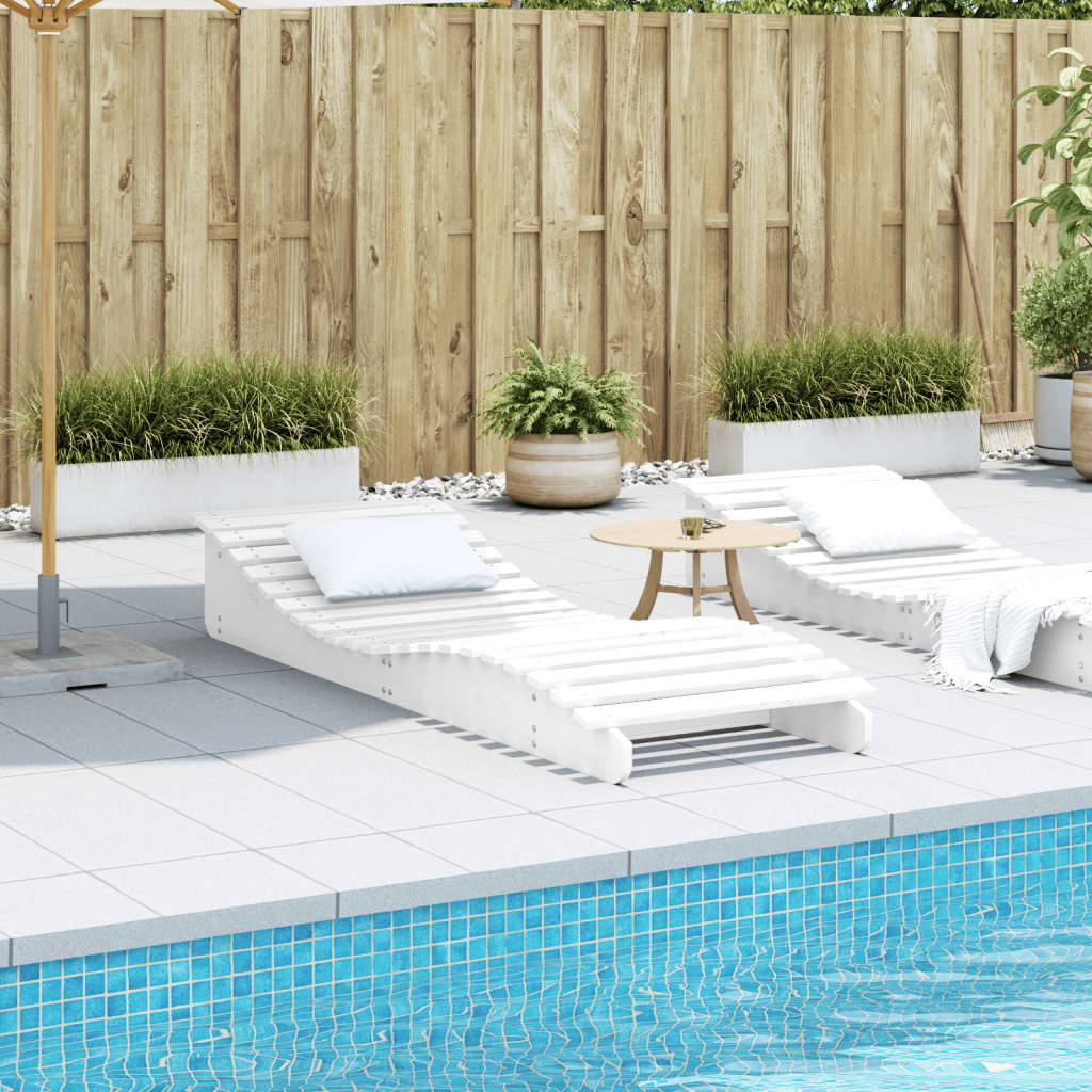 Lettino Prendisole Bianco 205x70x31,5 cm in Legno Massello Pino 832581