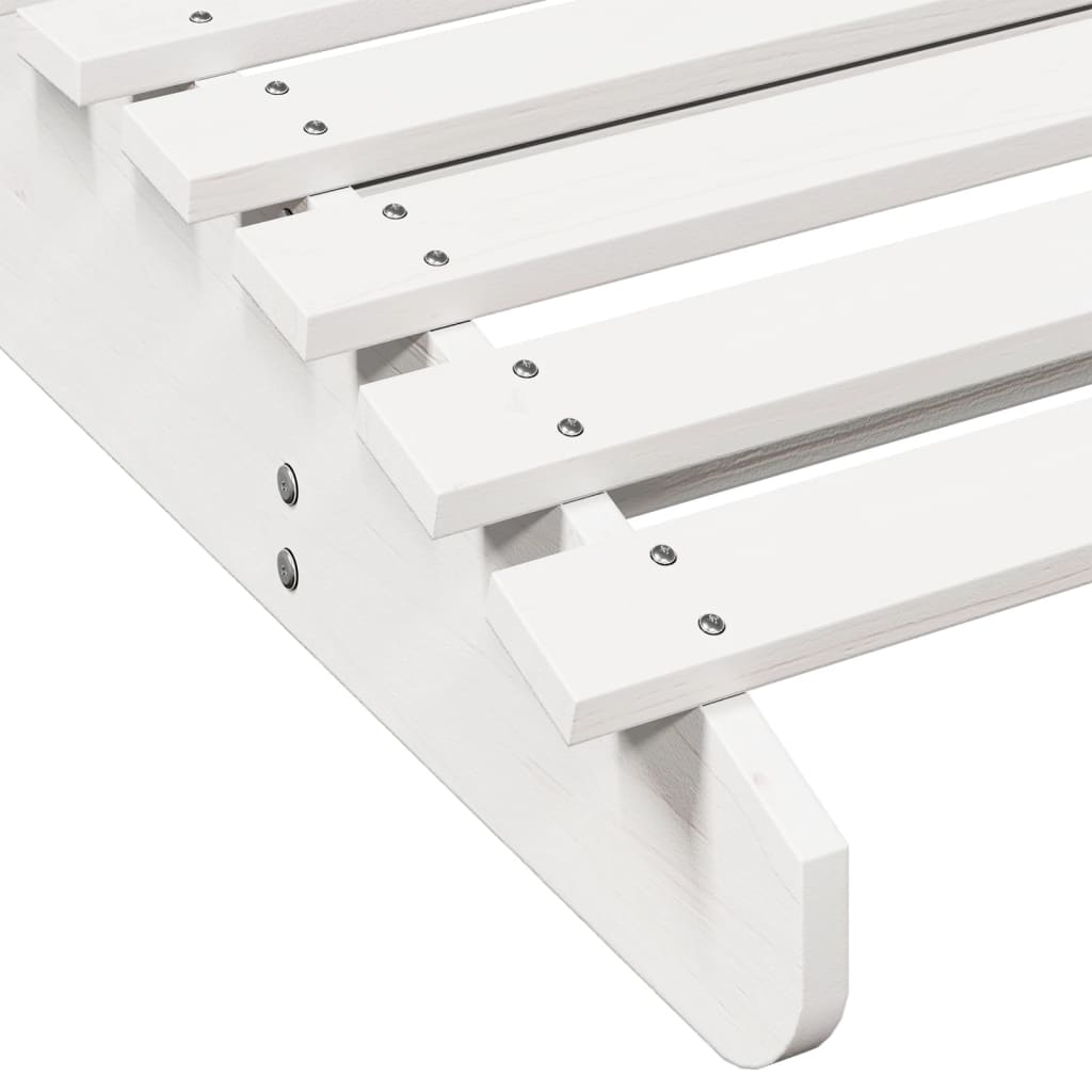 Lettino Prendisole Bianco 205x70x31,5 cm in Legno Massello Pino 832581