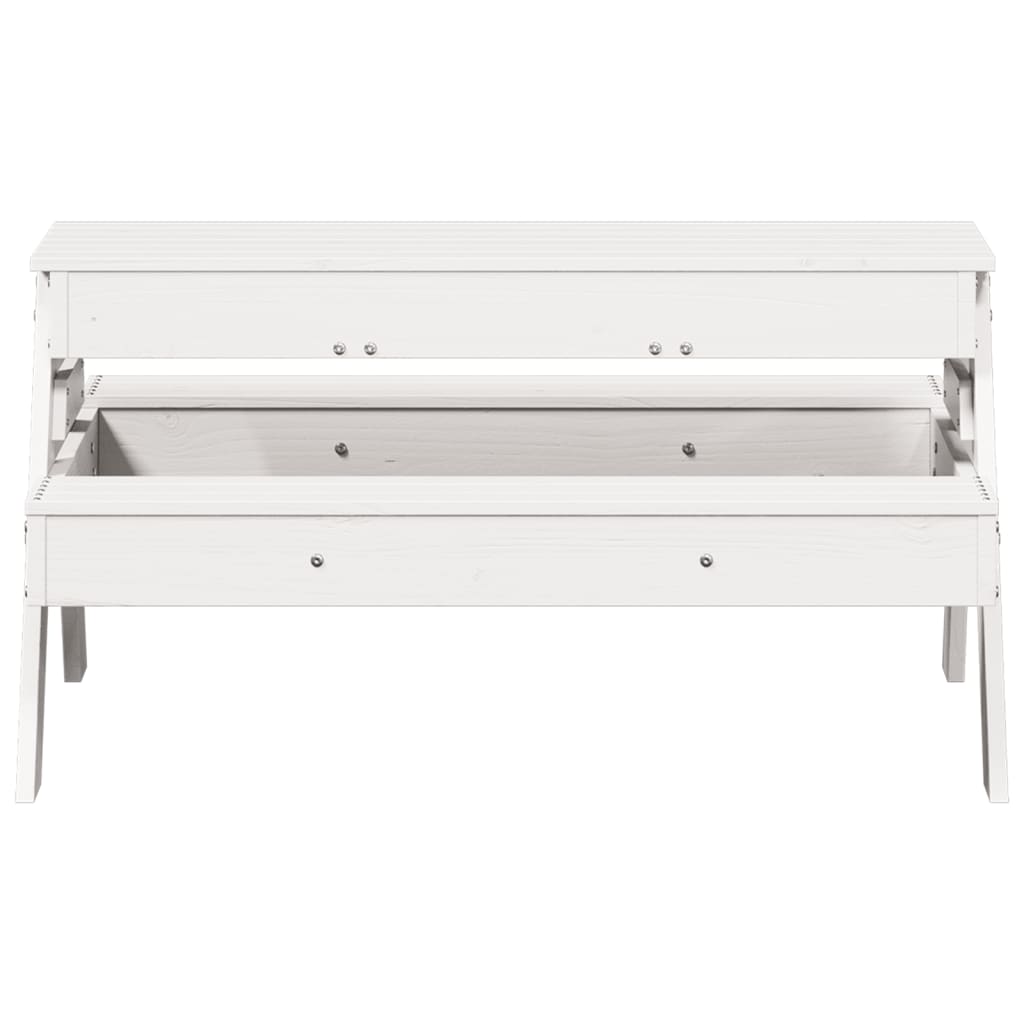 Tavolo Picnic con Sabbiera Bambini Bianco Legno Massello Pino 832593