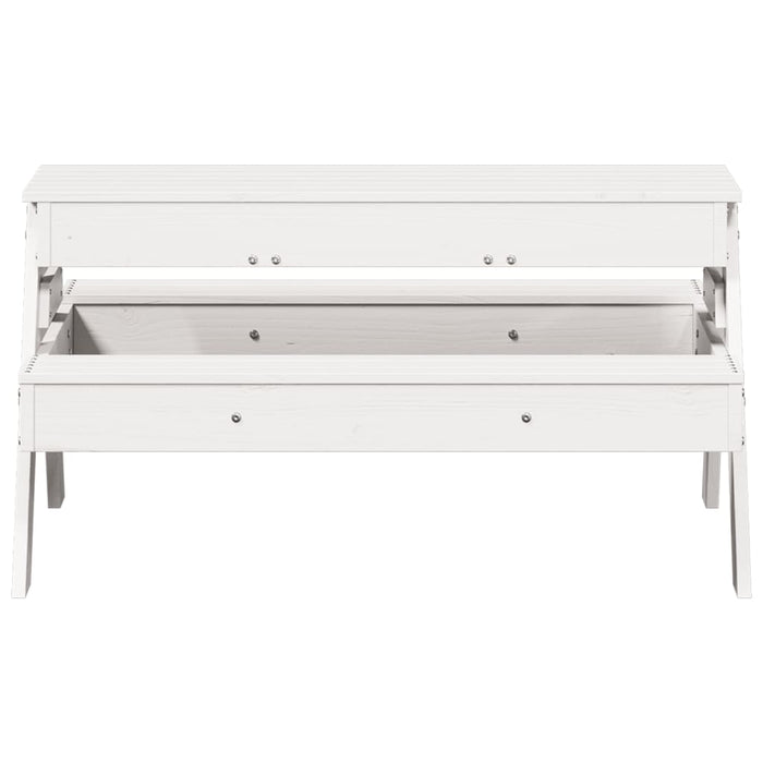 Tavolo Picnic con Sabbiera Bambini Bianco Legno Massello Pino 832593