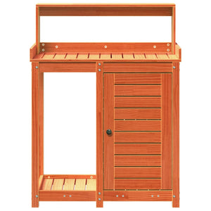 Tavolo Invaso con Ripiani-Tavolo da Lavoro con Ripiani Marrone 82,5x50x109,5cm Massello Pino 825048