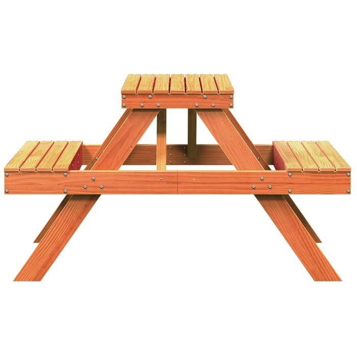 Tavolo da Picnic Marrone Cera 105x134x75 cm Legno Massello Pino 844649