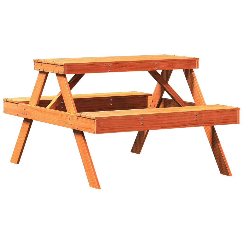 Tavolo da Picnic Marrone Cera 105x134x75 cm Legno Massello Pino 844649