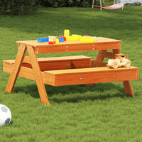 Tavolo Picnic Bambini Marrone Cera 88x97x52 cm Massello Pino 844656