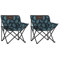 Sedie da Campeggio con Tasca Pieghevoli 2 pz Stampa Foglie 366555