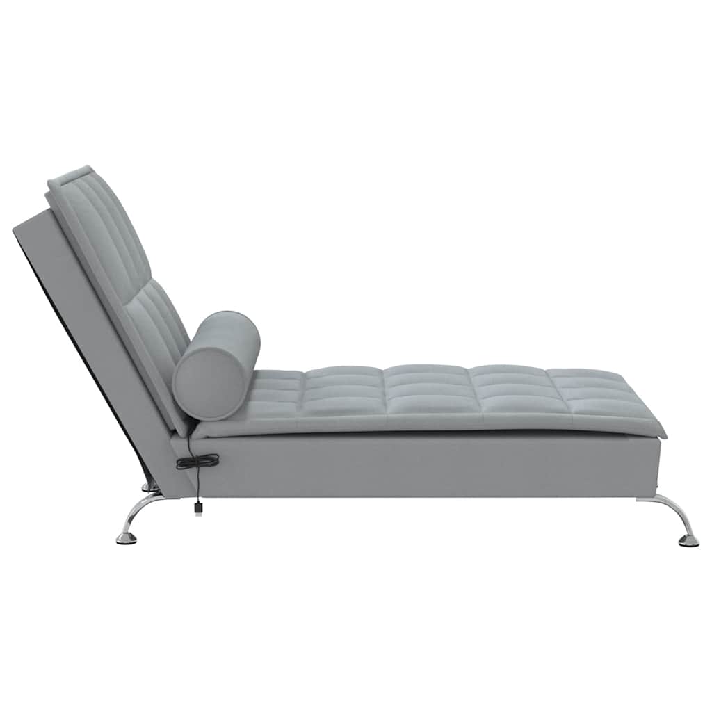 Chaise Longue Massaggi Cuscino a Rullo Grigio Chiaro in Tessuto 379443