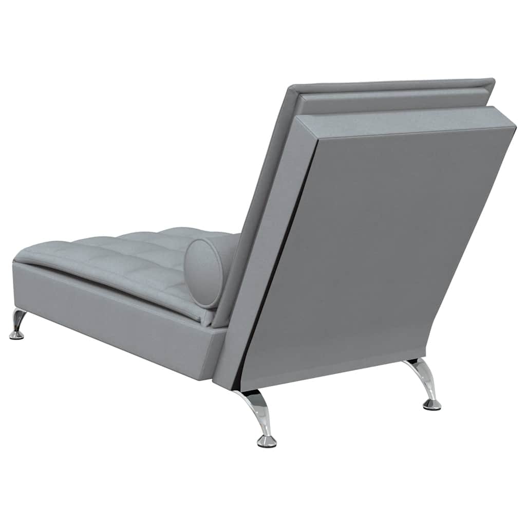 Chaise Longue Massaggi Cuscino a Rullo Grigio Chiaro in Tessuto 379443