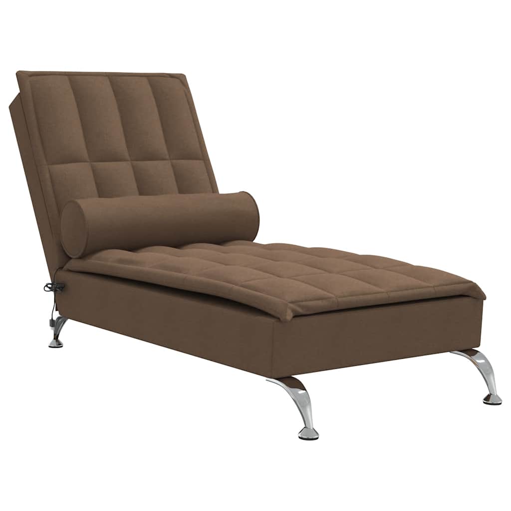 Chaise Longue Massaggi con Capezzale Marrone in Tessuto 379446