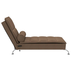 Chaise Longue Massaggi con Capezzale Marrone in Tessuto 379446