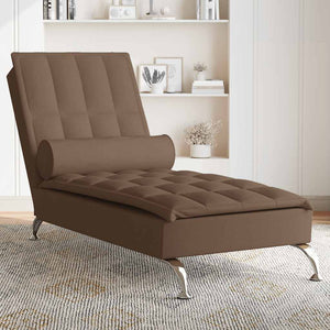 Chaise Longue Massaggi con Capezzale Marrone in Tessuto 379446