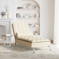Chaise Longue Massaggi con Capezzale Crema in Tessuto