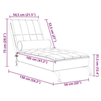 Chaise Longue Massaggi con Capezzale Crema in Tessuto