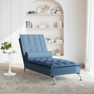 Chaise Longue Massaggi Cuscino a Rullo Blu in Tessuto 379449