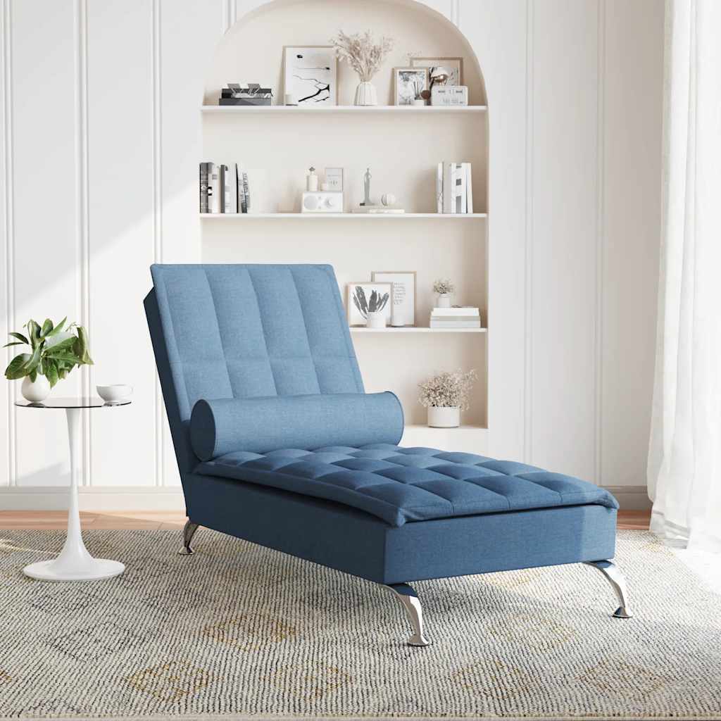 Chaise Longue Massaggi Cuscino a Rullo Blu in Tessuto 379449