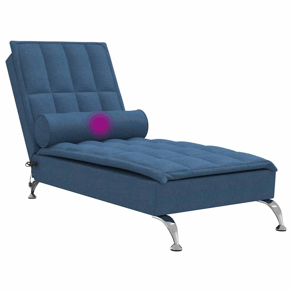 Chaise Longue Massaggi Cuscino a Rullo Blu in Tessuto 379449