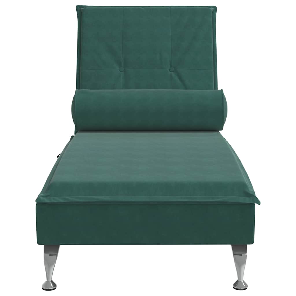 Chaise Longue Massaggi con Capezzale Verde Scuro in Velluto 379452