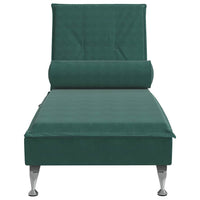 Chaise Longue Massaggi con Capezzale Verde Scuro in Velluto 379452