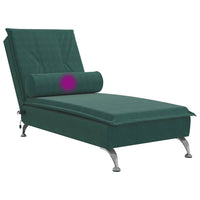 Chaise Longue Massaggi con Capezzale Verde Scuro in Velluto 379452