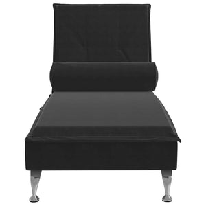 Chaise Longue Massaggi con Cuscino a Rullo Nero in Velluto