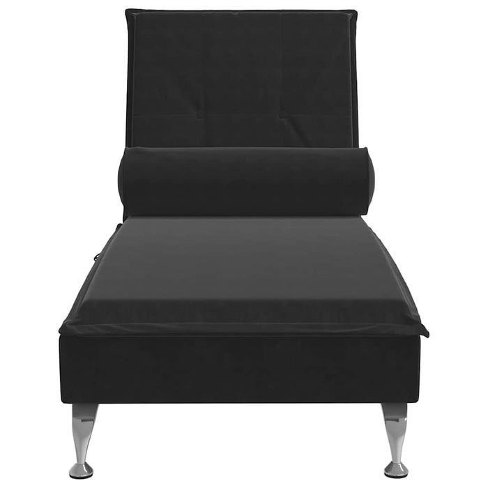 Chaise Longue Massaggi con Cuscino a Rullo Nero in Velluto 379455
