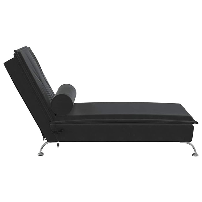 Chaise Longue Massaggi con Cuscino a Rullo Nero in Velluto 379455