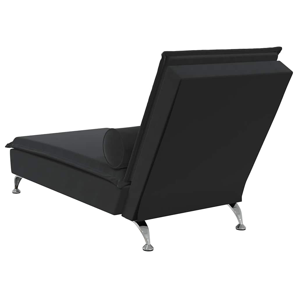 Chaise Longue Massaggi con Cuscino a Rullo Nero in Velluto 379455